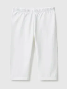 3/4 leggings in stretch cotton - White | Benetton