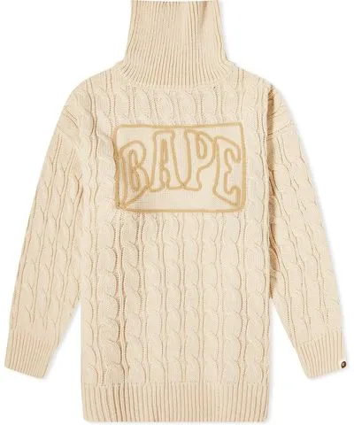 A Bathing Ape Women's Logo Cable Knit Sweater