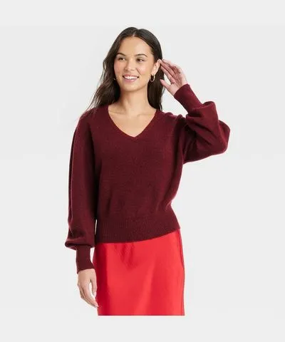 A New Day Women's Cozy Knit V-Neck Pullover Sweater