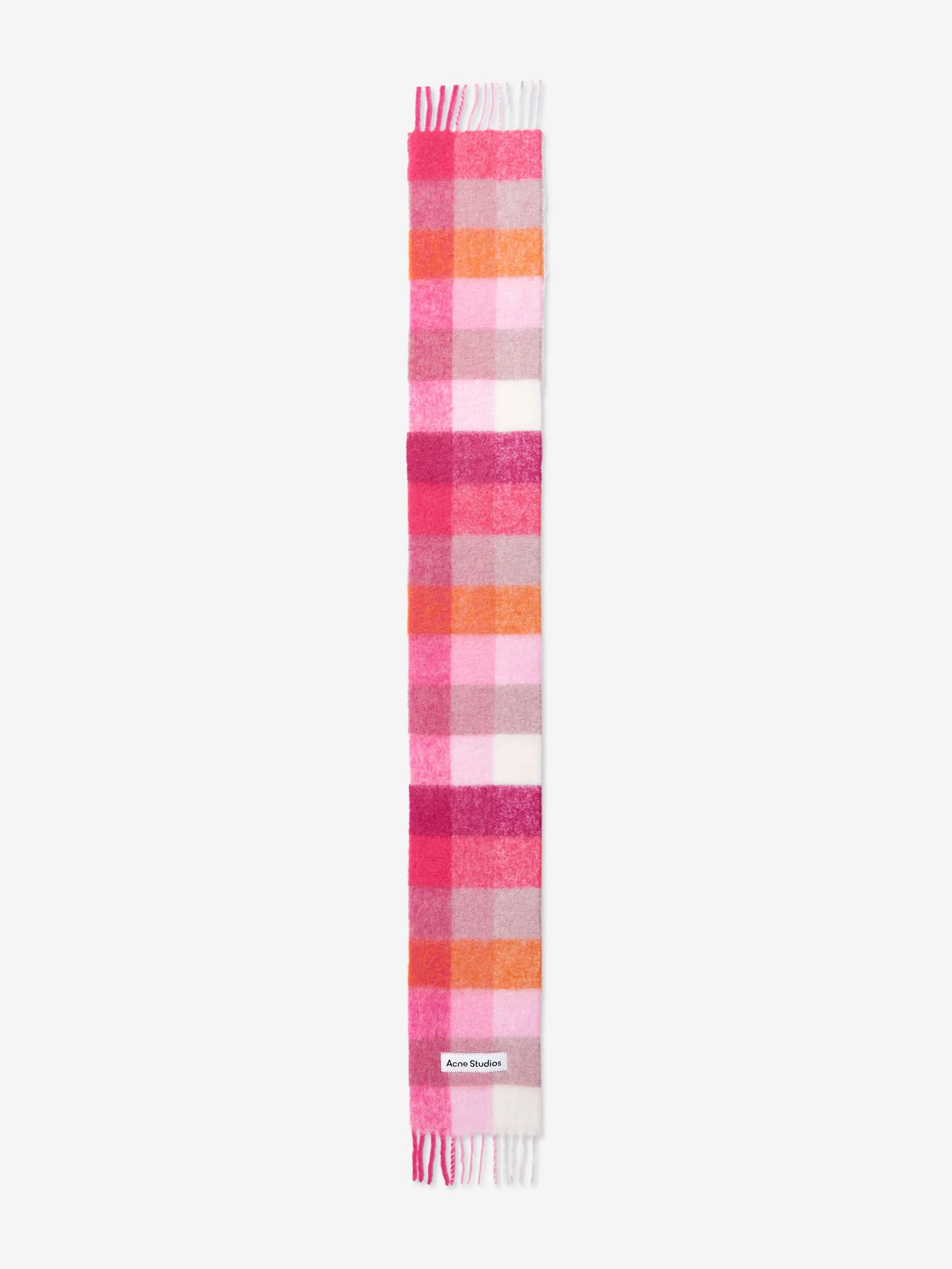 Acne Studios Kids Mohair Checked Scarf in Pink (250 CM)