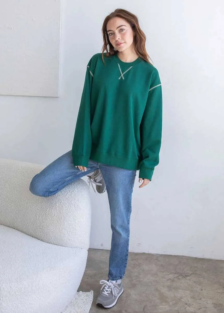 Ava Knit Crew Neck - Hunter Green