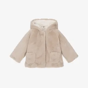 Baby Girls Beige Faux Fur Coat