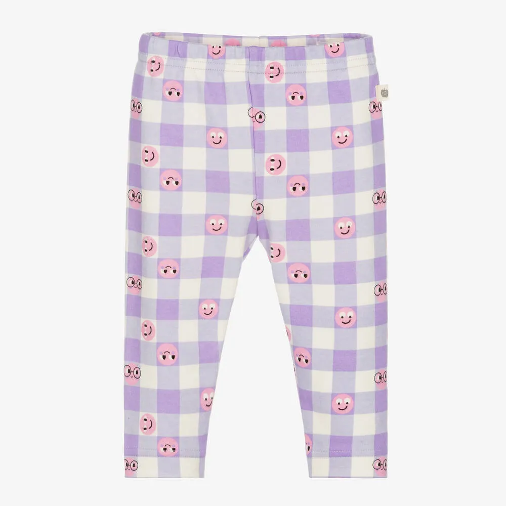 Baby Girls Purple Cotton Gingham Leggings