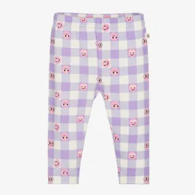 Baby Girls Purple Cotton Gingham Leggings