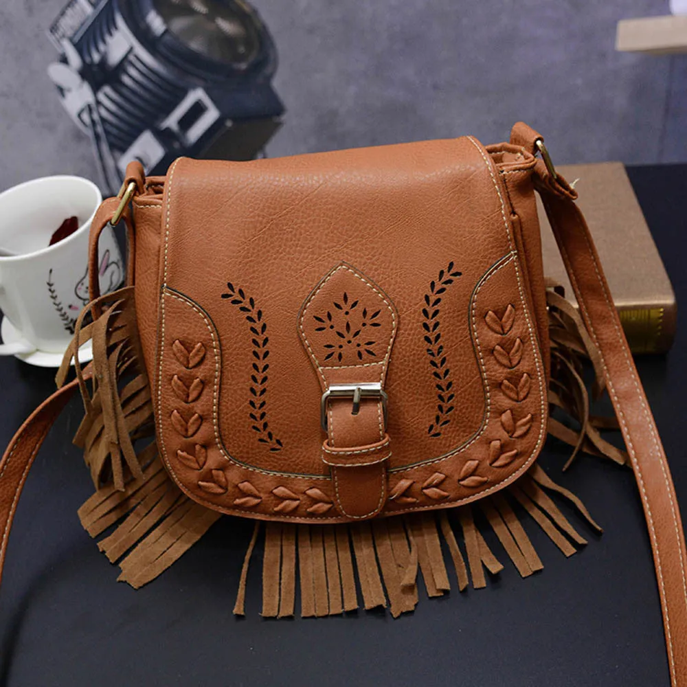 Bags Handbags Women Famous s Vintage Tassel Hollow Out Messenger Saddle Shoulder Bag bolsos femenina