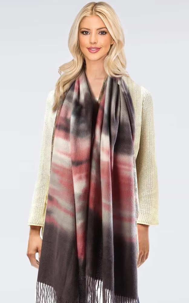 BASC7604 Tie-Dye Oblong Scarf w/Fringes