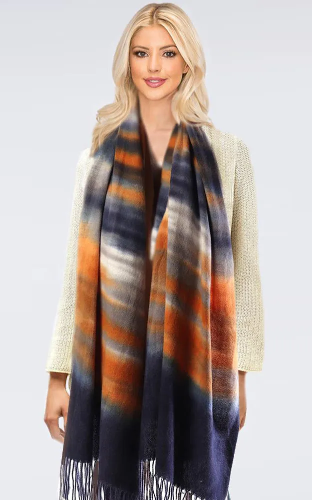 BASC7604 Tie-Dye Oblong Scarf w/Fringes