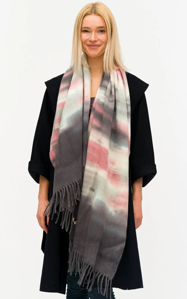 BASC7604 Tie-Dye Oblong Scarf w/Fringes