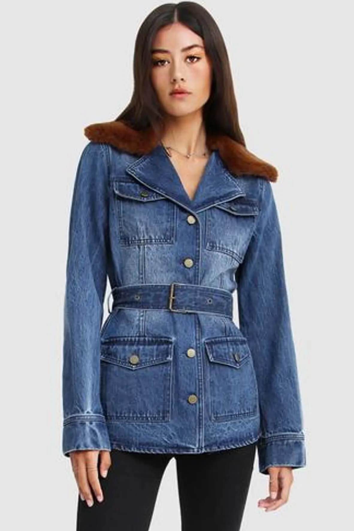 Best Life Belted Denim Jacket in Indigo