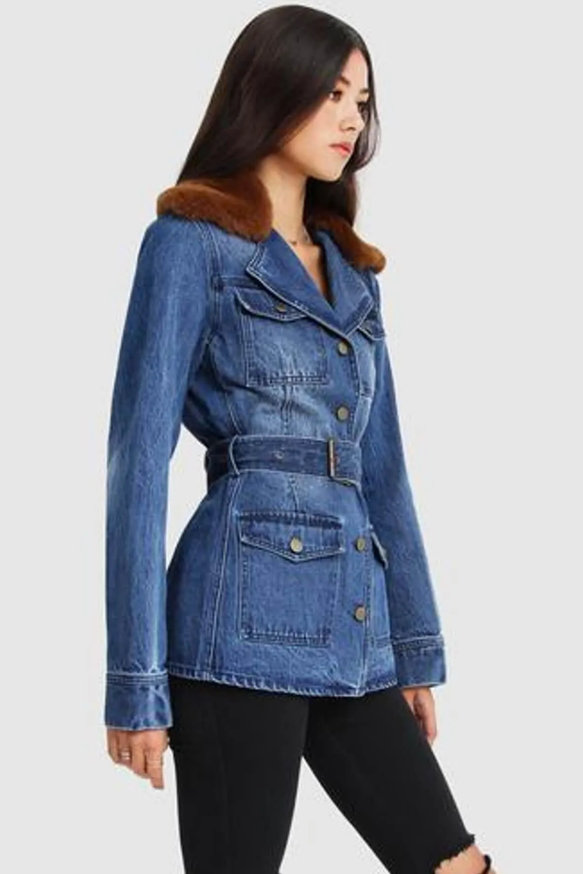 Best Life Belted Denim Jacket in Indigo