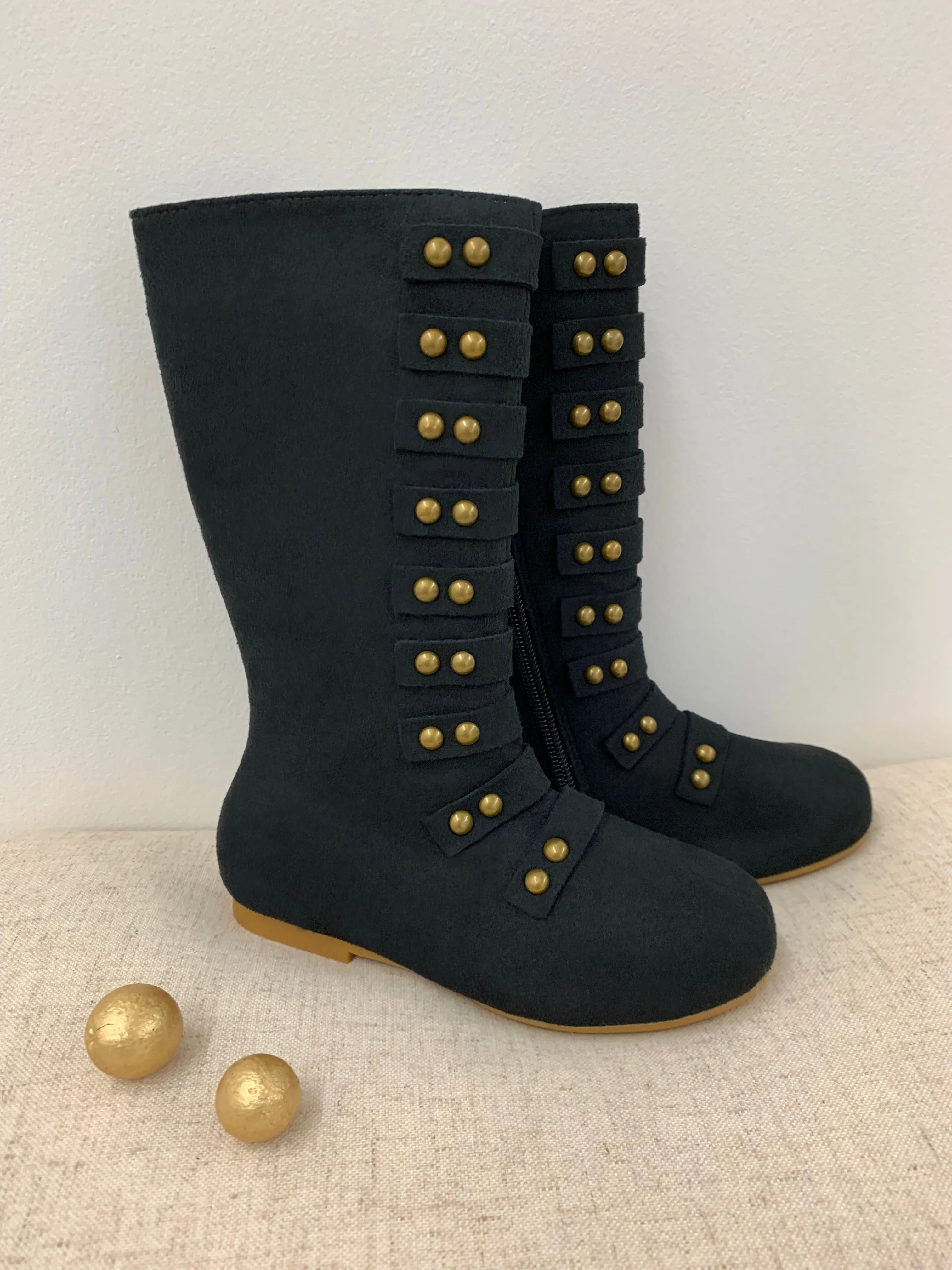 Black Military Style Studded Boots By Liv and Mia