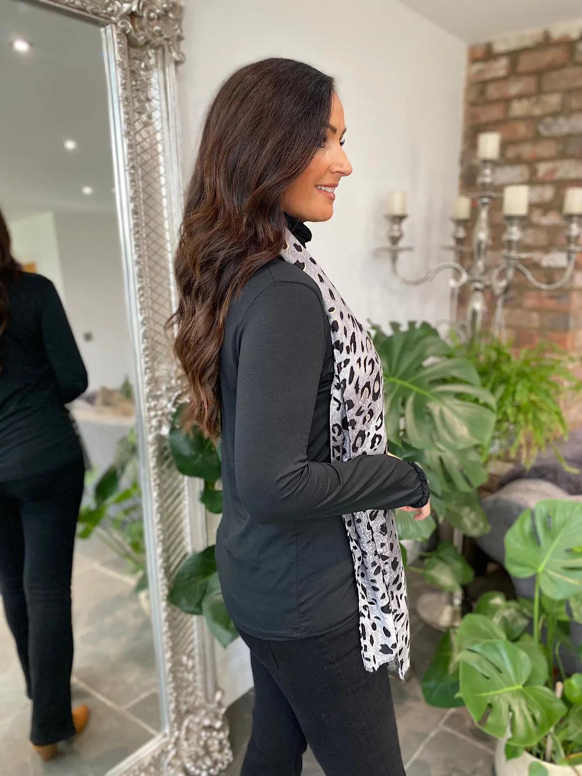 Black Ruffle Roll Neck Top Regan