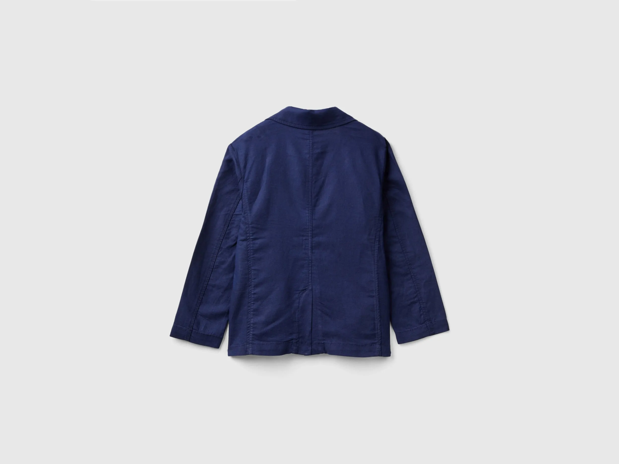 Blazer in linen blend - Dark Blue | Benetton