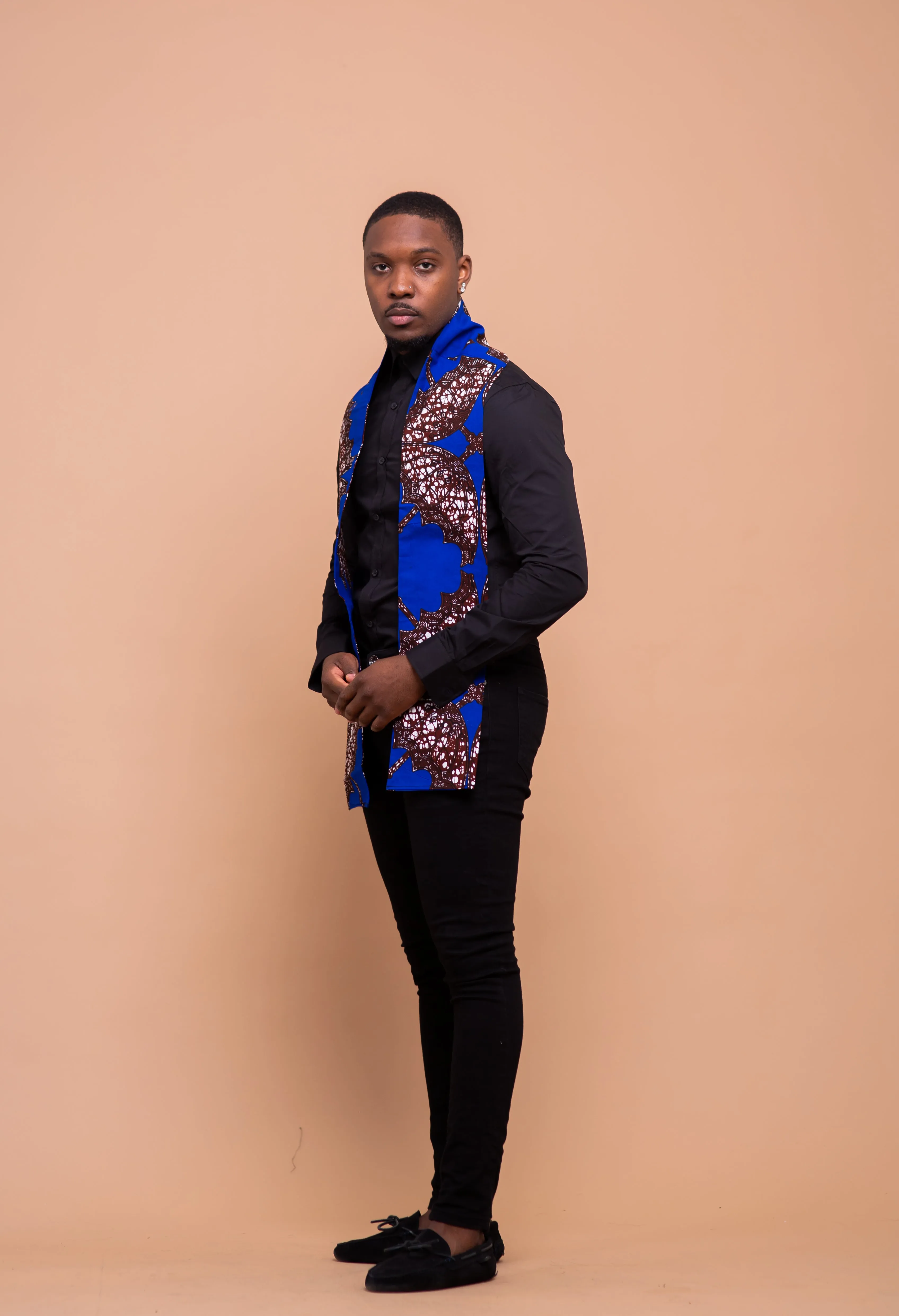 Caleb Ankara Neck Scarf for Men | Blue African Print