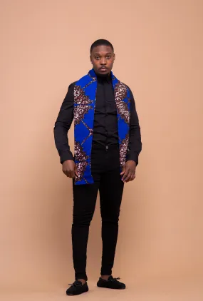 Caleb Ankara Neck Scarf for Men | Blue African Print