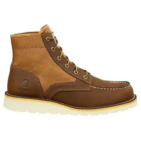 CARHARTT 6 MOC TOE WEDGE BOOT 11W BROWN LEATHER AND NYLON