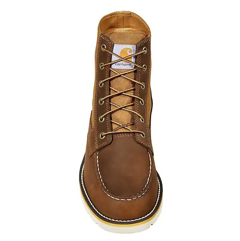 CARHARTT 6 MOC TOE WEDGE BOOT 11W BROWN LEATHER AND NYLON