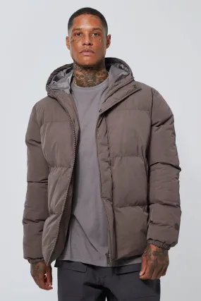 Concealed Placket Hooded Puffer