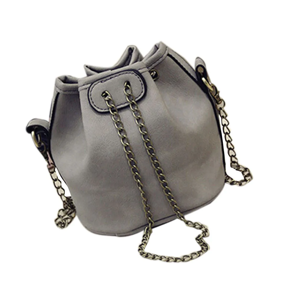 Crossbody Bags Bucket Women Soft PU Leather Chain Handbag Messenger Bag Bolsos Femenina