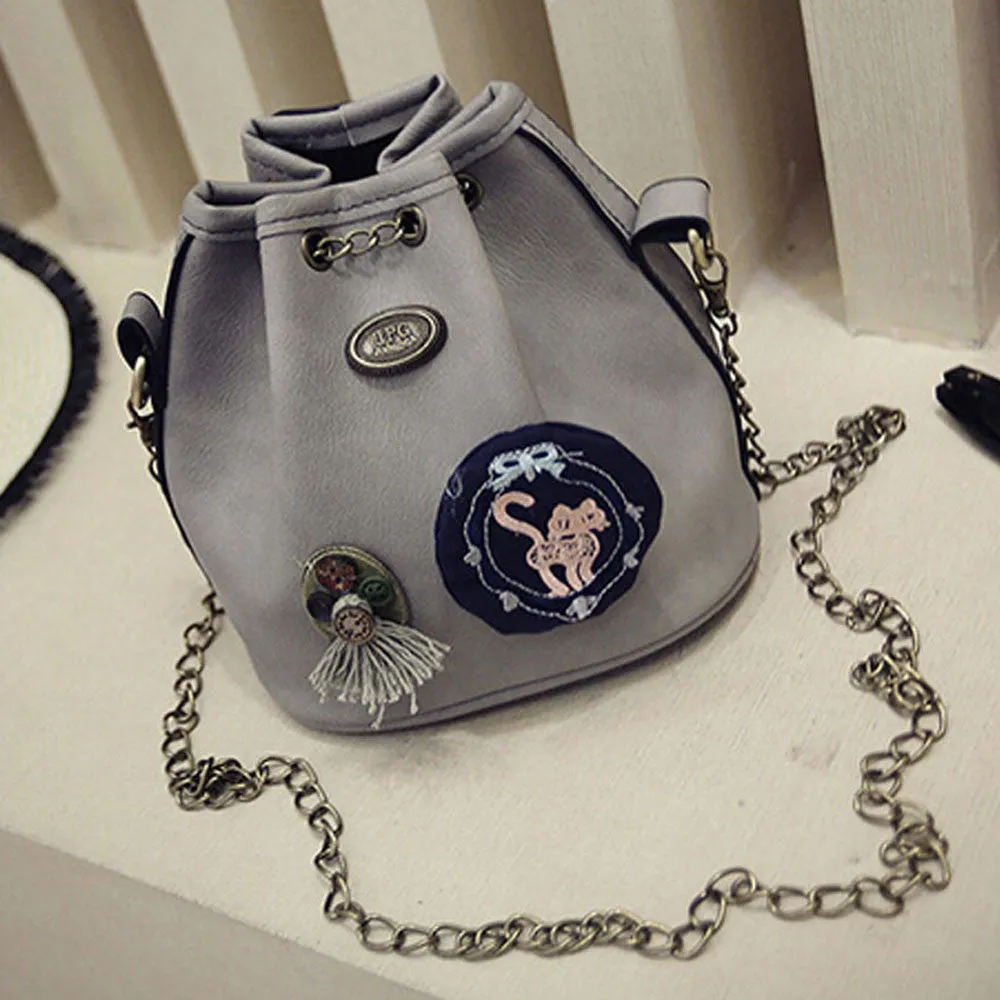 Crossbody Bags Bucket Women Soft PU Leather Chain Handbag Messenger Bag Bolsos Femenina