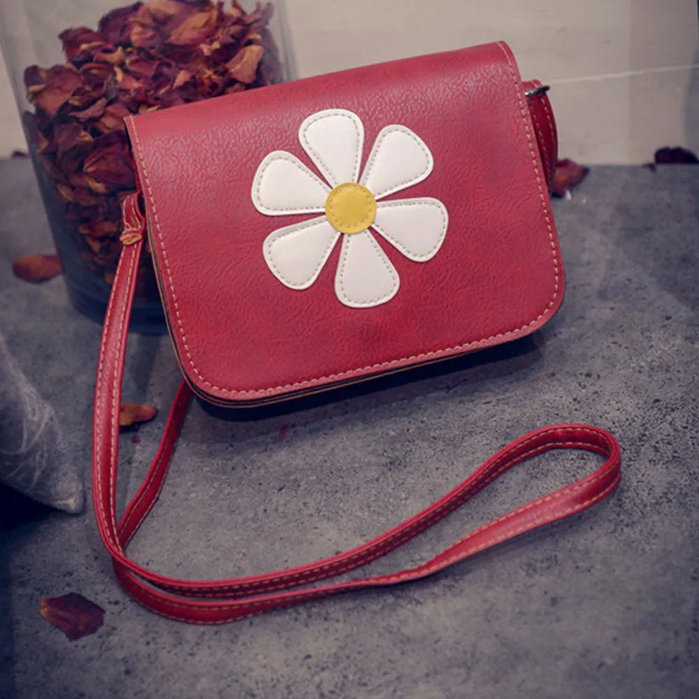 Crossbody Bags For Women PU Leather Flower Handbag Cross Body Single Shoulder Phone Bag bolsos femenina