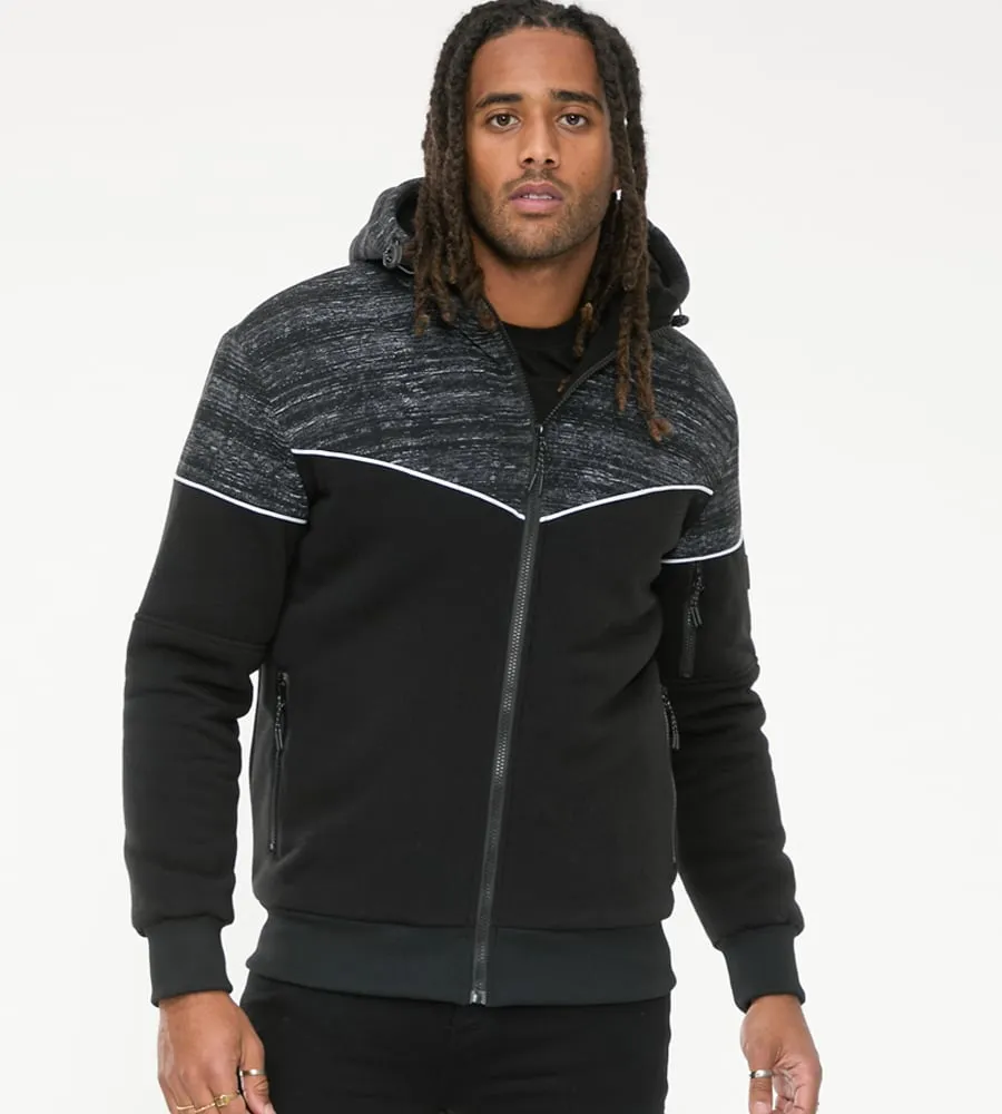 D555 Mens Black Hoodie With Sherpa Lining (HENNESSEY)