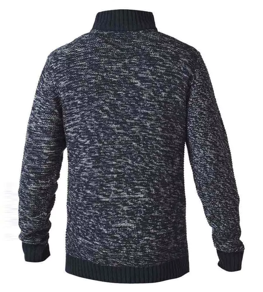 D555 Mens Zipper Neck Sweater With Woven Zipper Chest Pocket (REMINGTON BLACK)