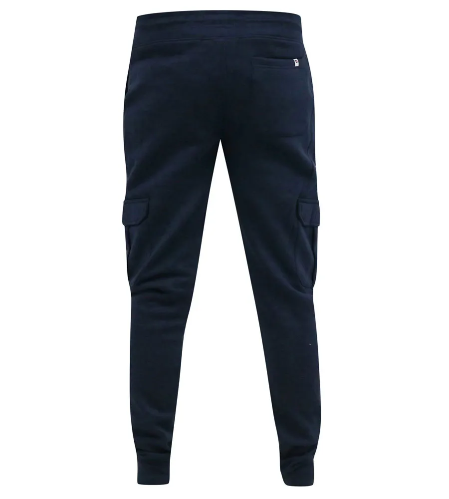 D555 Tall Mens Navy Joggers With Cargo Pockets and Ribbed Cuffs (TILDEN 1)