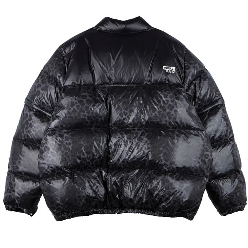 Detachable Leopard Puffer - Black