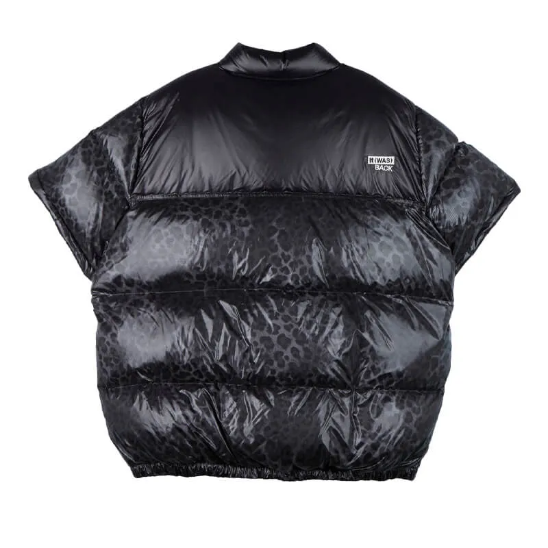 Detachable Leopard Puffer - Black