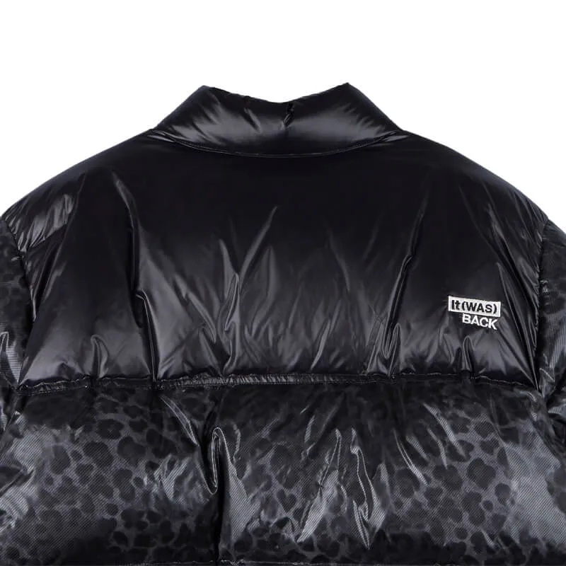 Detachable Leopard Puffer - Black