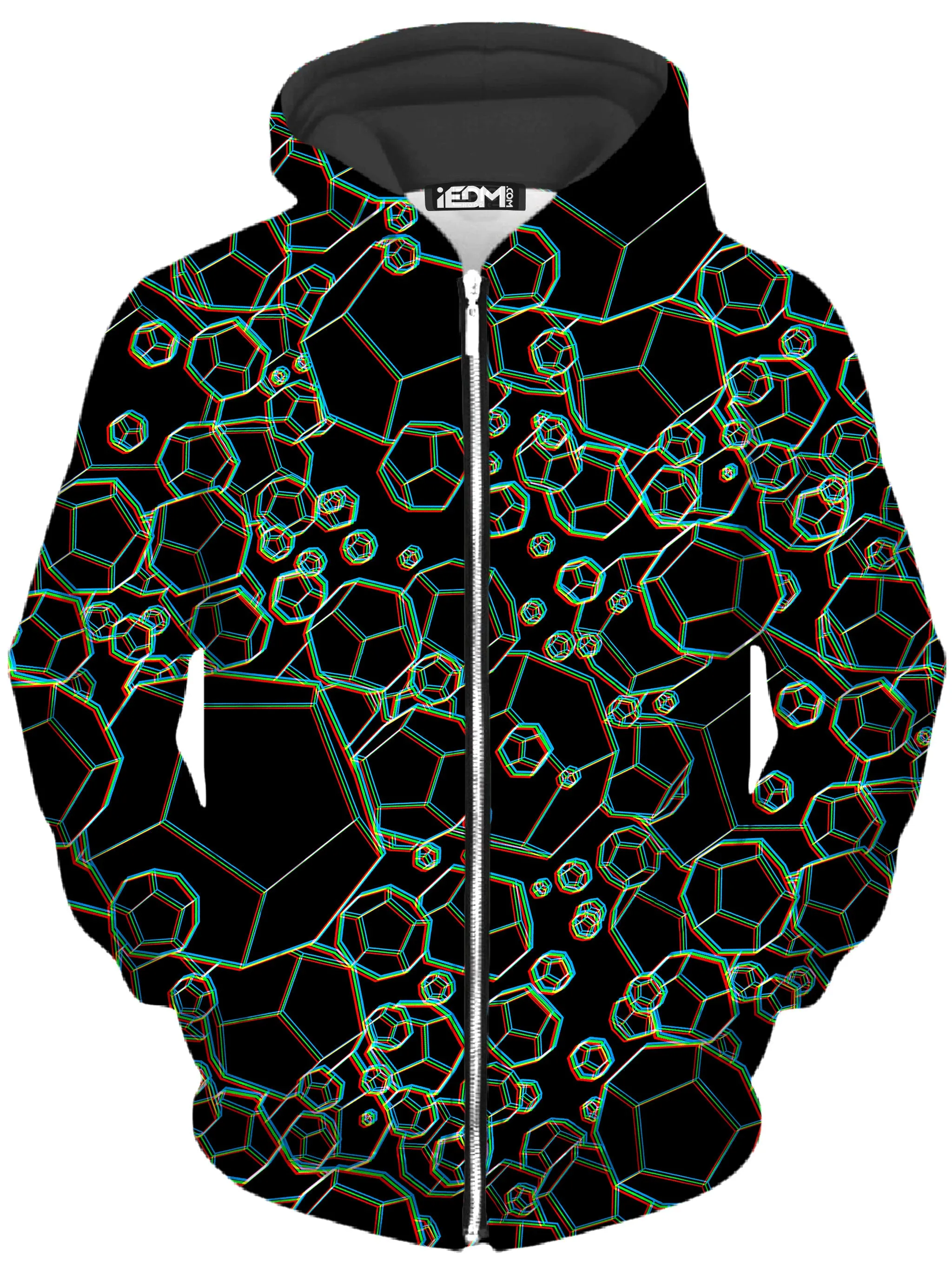 Dodecahedron Madness Glitch Zip-Up Hoodie and Joggers Combo