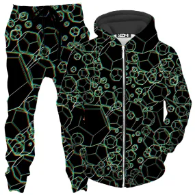 Dodecahedron Madness Glitch Zip-Up Hoodie and Joggers Combo