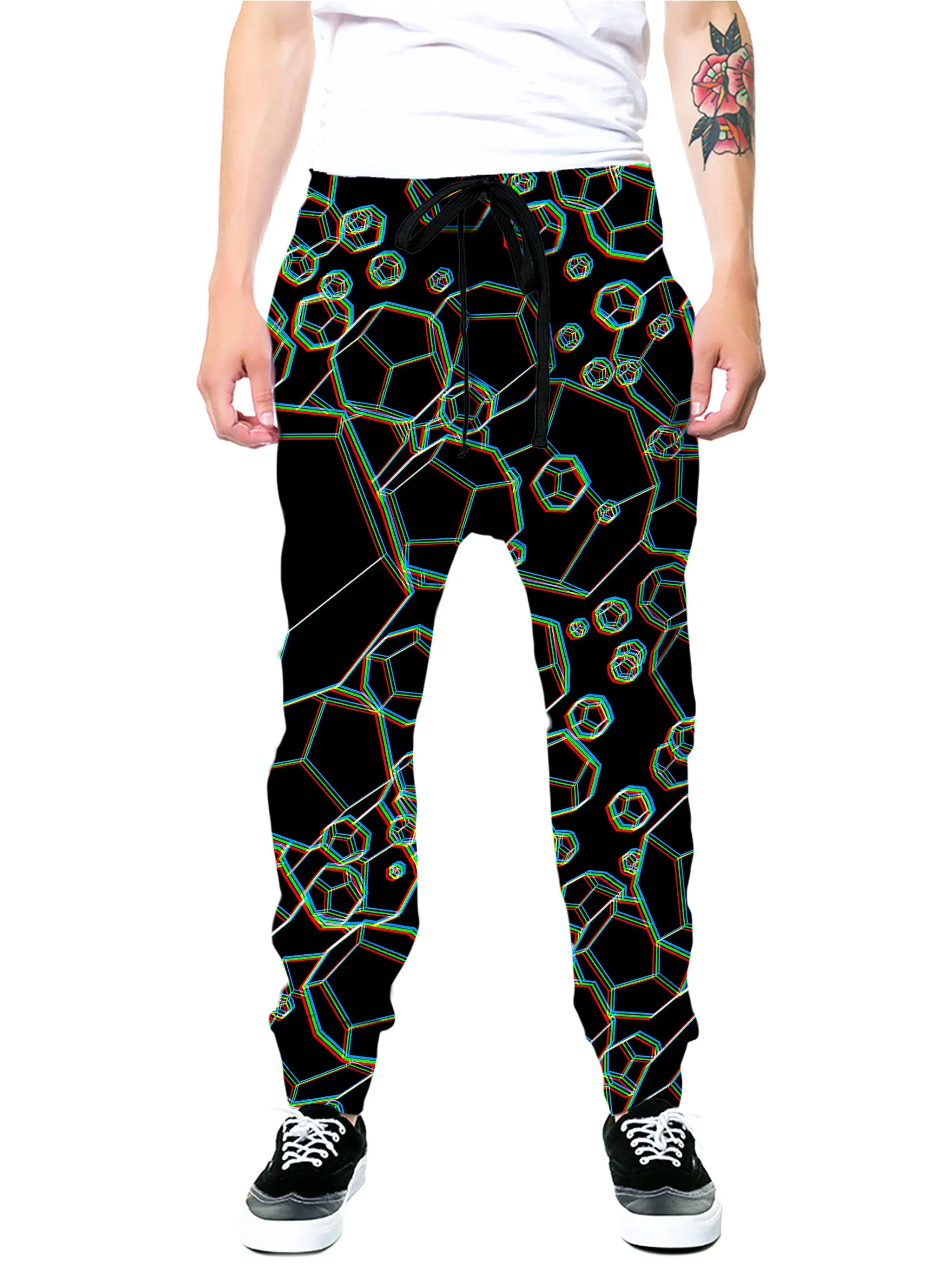 Dodecahedron Madness Glitch Zip-Up Hoodie and Joggers Combo