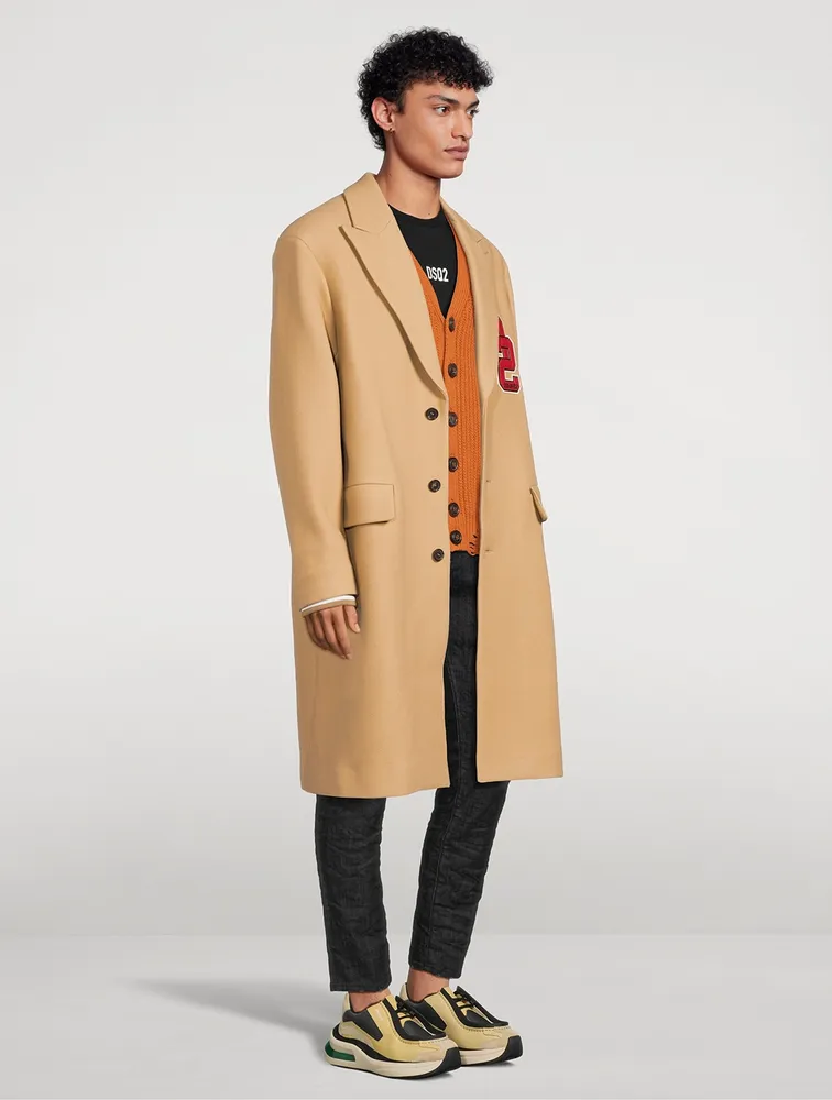 DSQUARED2 Wool-Blend Varsity Long Coat