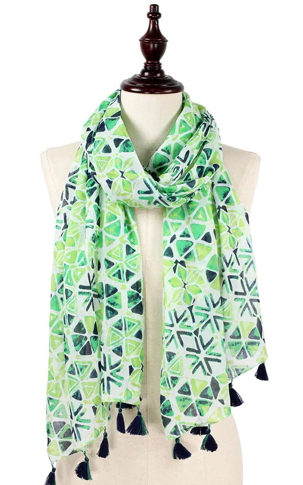 EAS0211 Abstract Print Scarf with Tassel