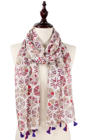 EAS0211 Abstract Print Scarf with Tassel