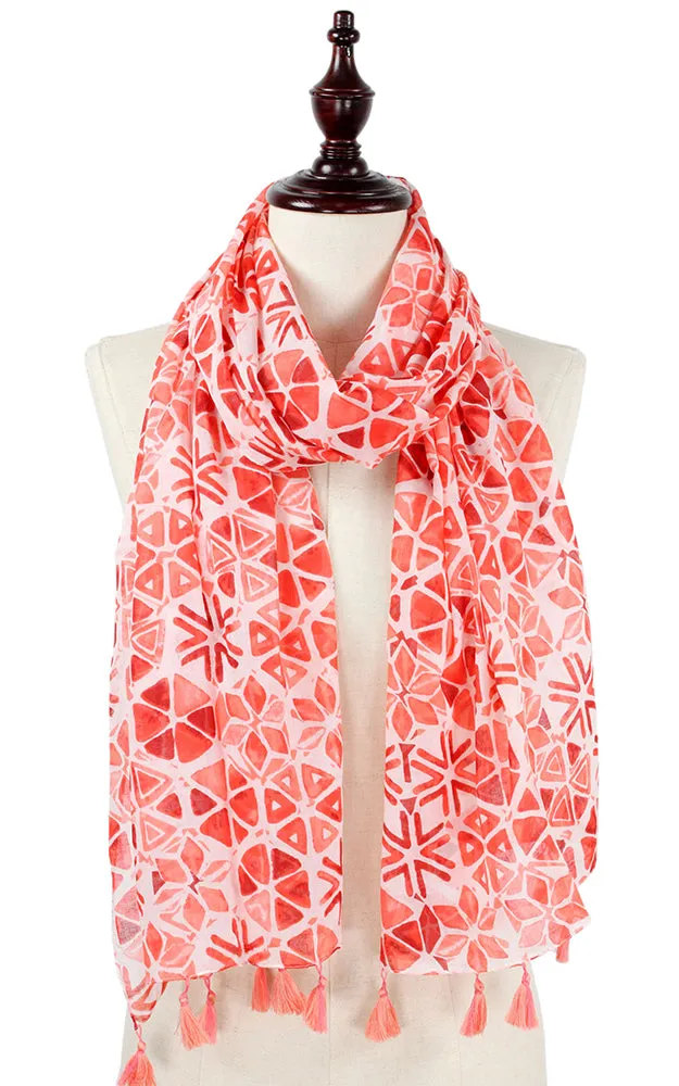 EAS0211 Abstract Print Scarf with Tassel