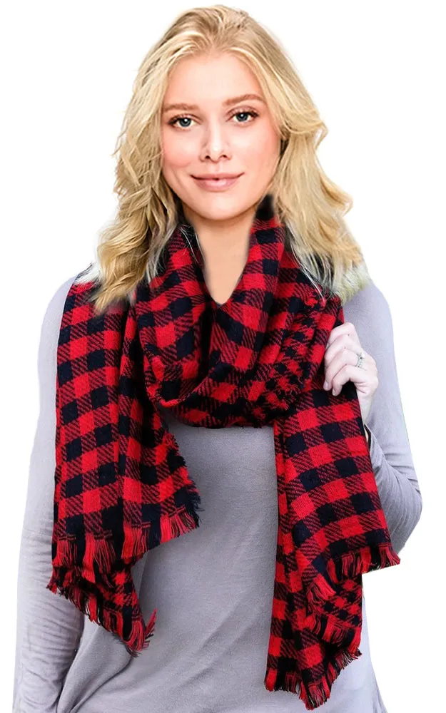 EAS9088 Double Side Buffalo Check Scarf