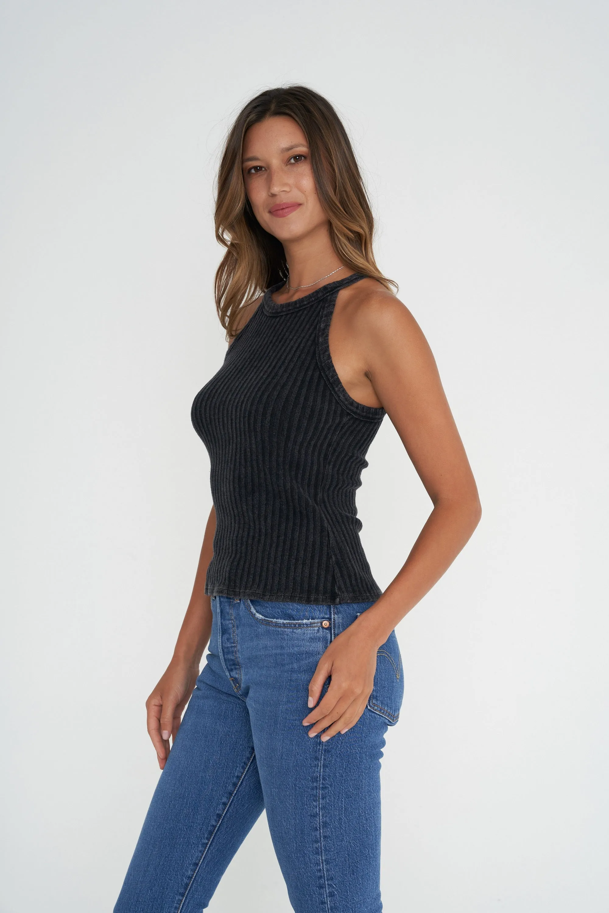 Elliana Mineral Wash Rib Tank