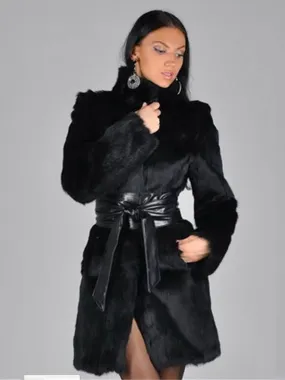 Faux Fur Coat Women Black Long Sleeve Winter Eco-friendly Fur Coat