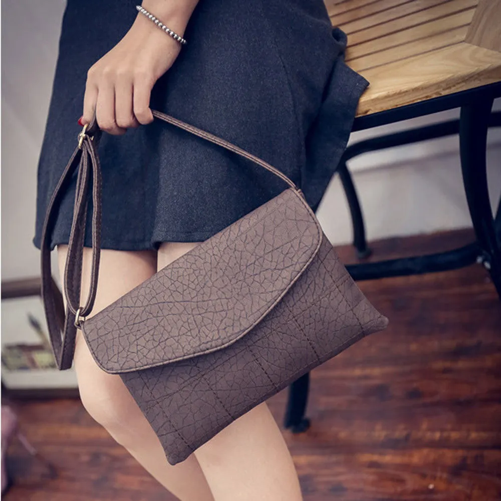 Flama Women Messenger Bags Vintage PU Leather Envelope Handbag Saddle Shoulder Bag Bolsos Femenina