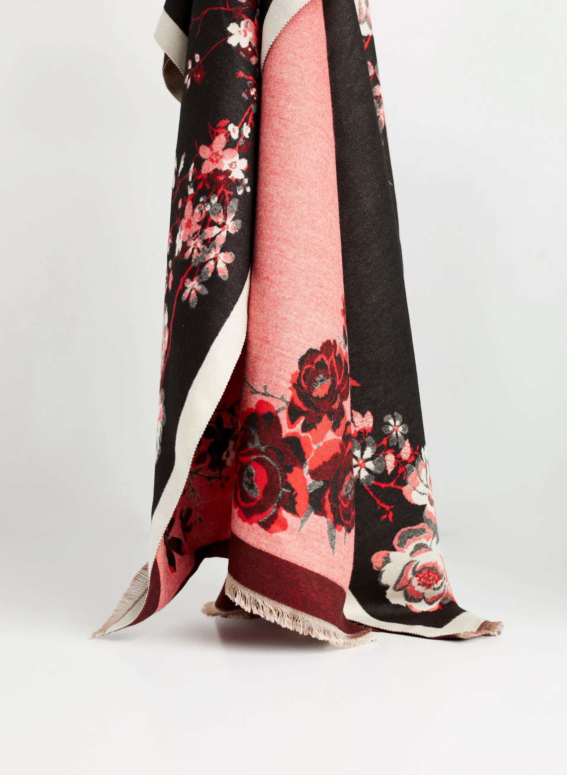 Floral Motif Reversible Jacquard Scarf