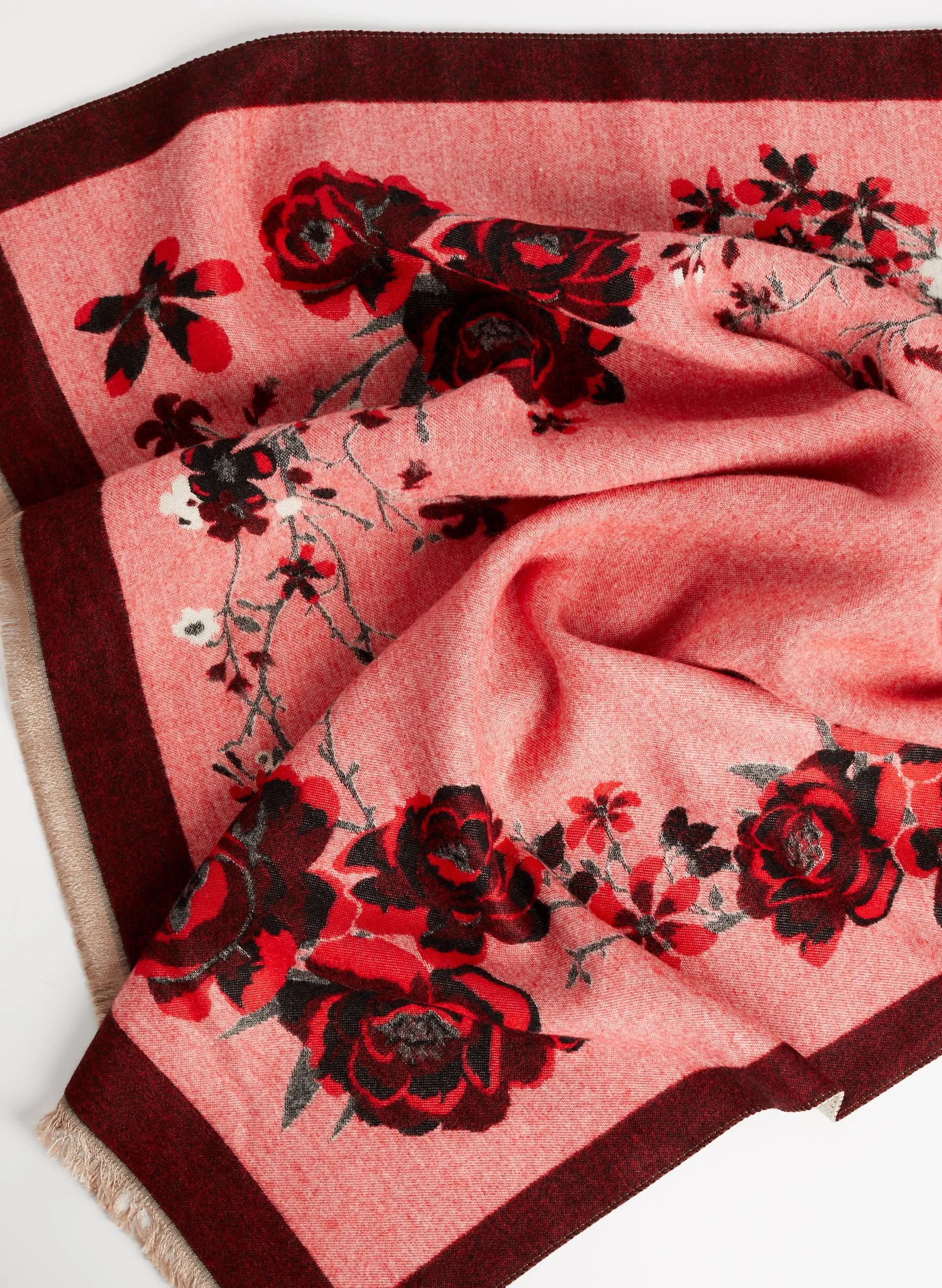 Floral Motif Reversible Jacquard Scarf