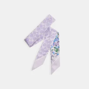 FLORAL PRINT SILK SKINNY SCARF