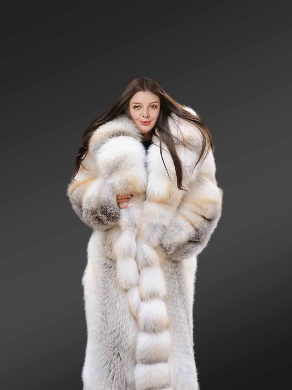 Fox Fur Tuxedo Coat For Women