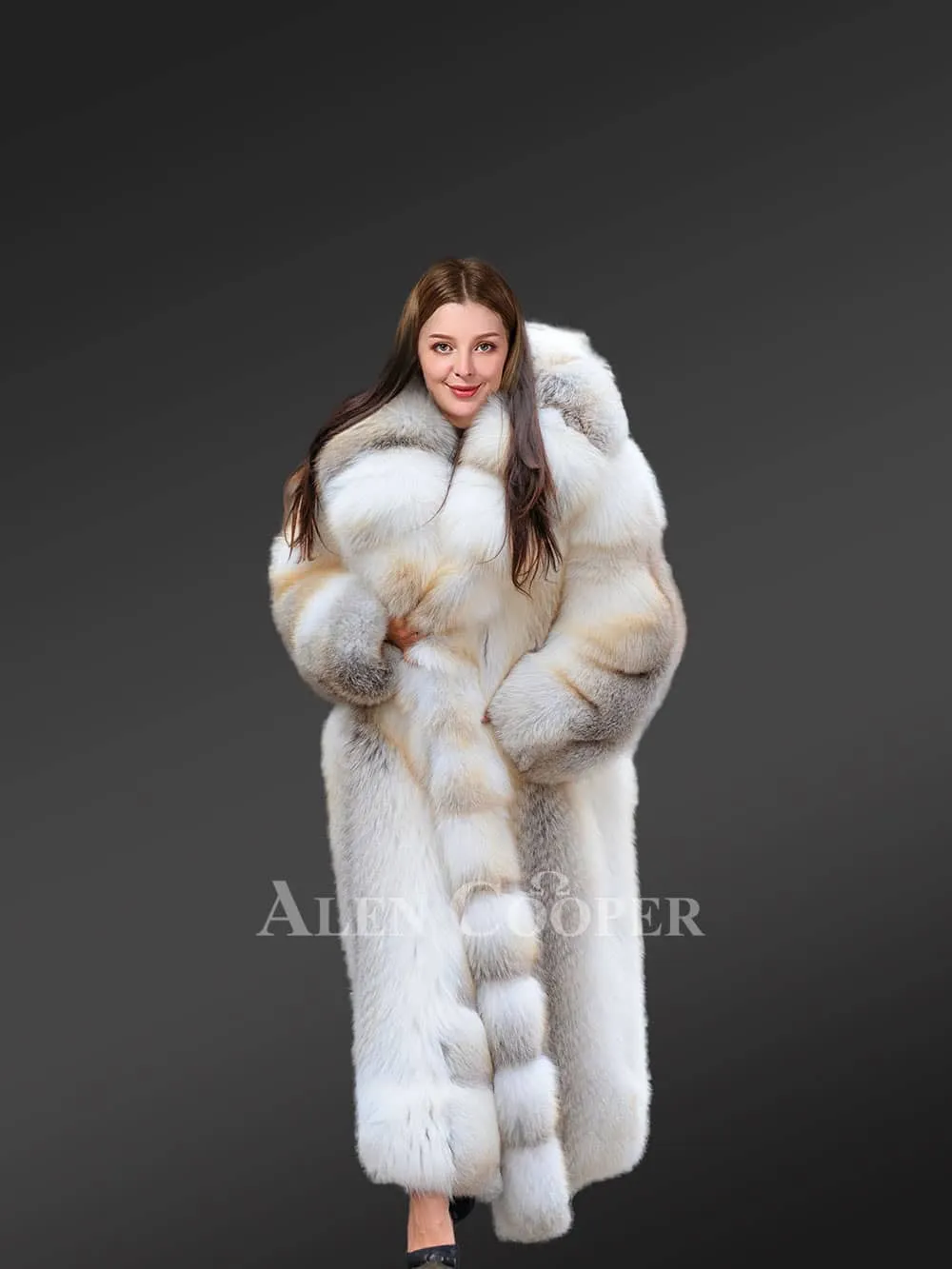 Fox Fur Tuxedo Coat For Women