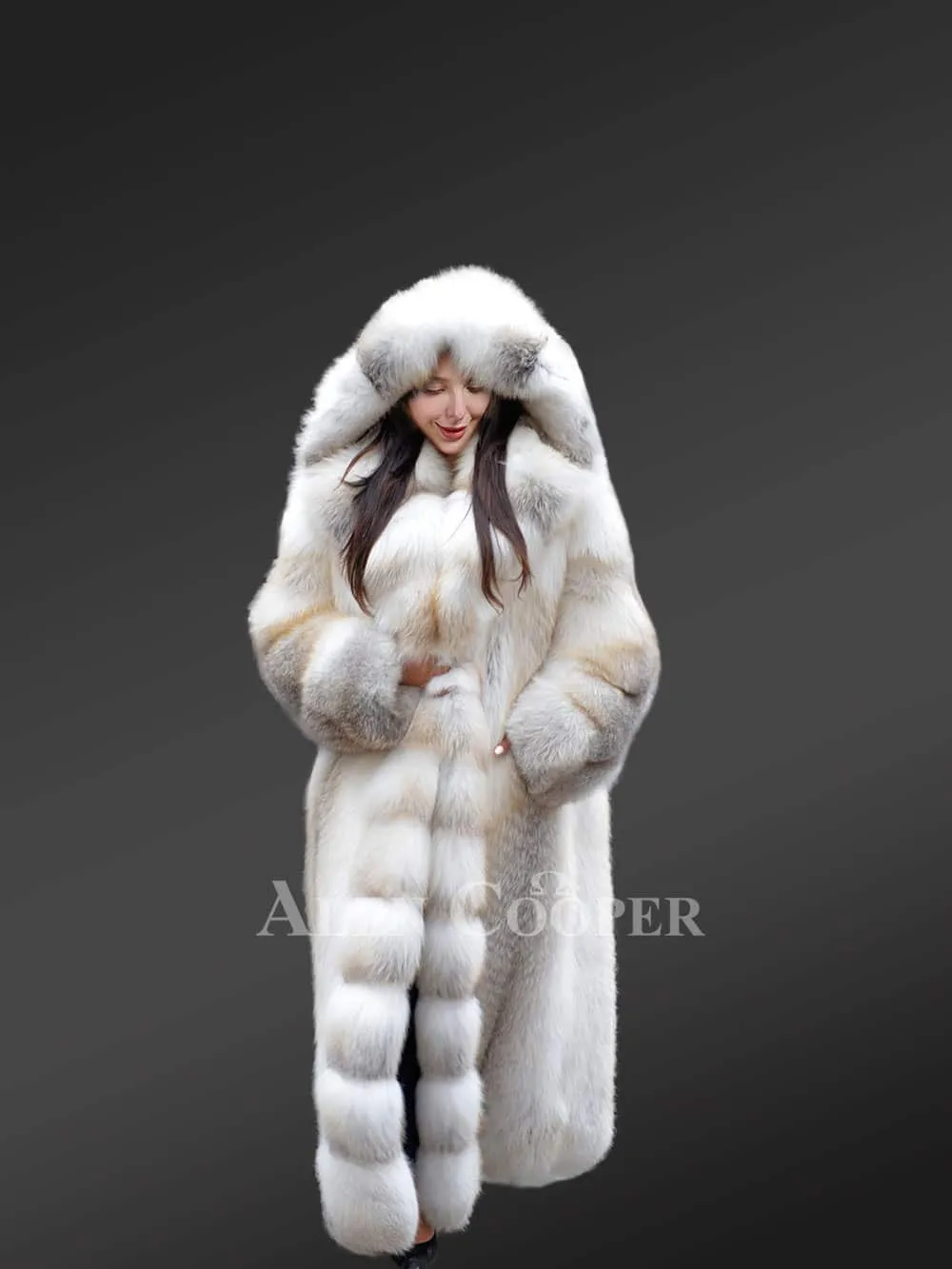 Fox Fur Tuxedo Coat For Women