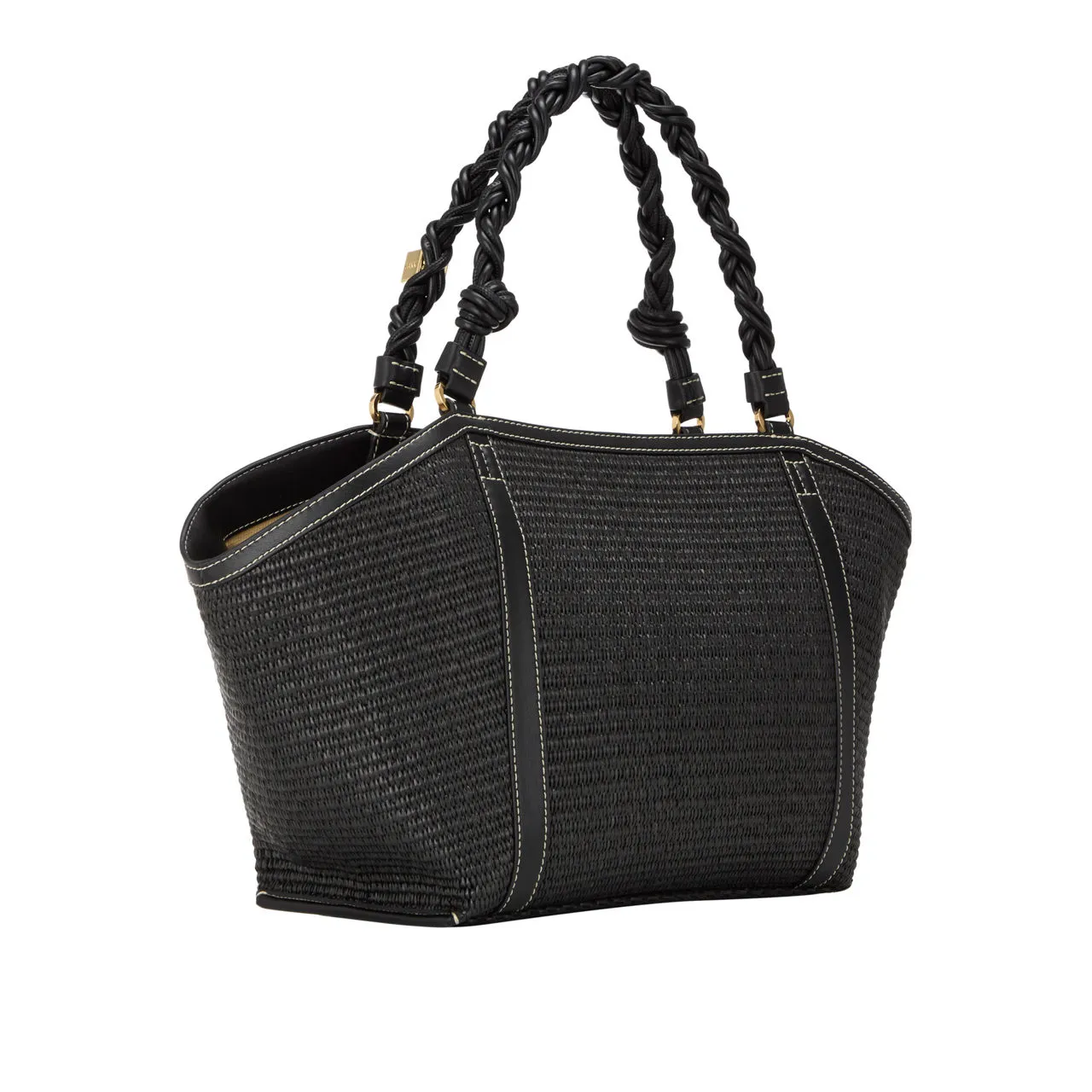 GANNI Bou Medium Raffia Tote Bag - Black