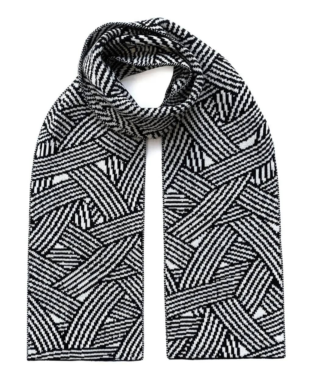 		Geometric Striped Wool & Cashmere Scarf	